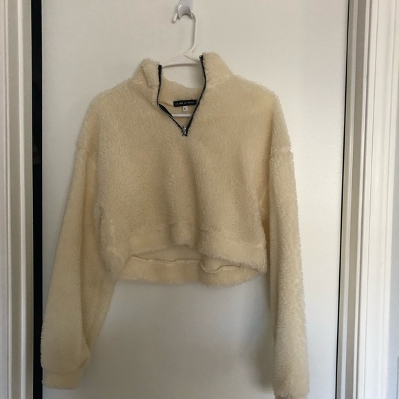 cropped fuzzy half zip sweater - Picture 2 of 2